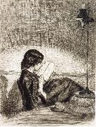 James Abbott McNeil Whistler Reading by Lamplight Sweden oil painting artist